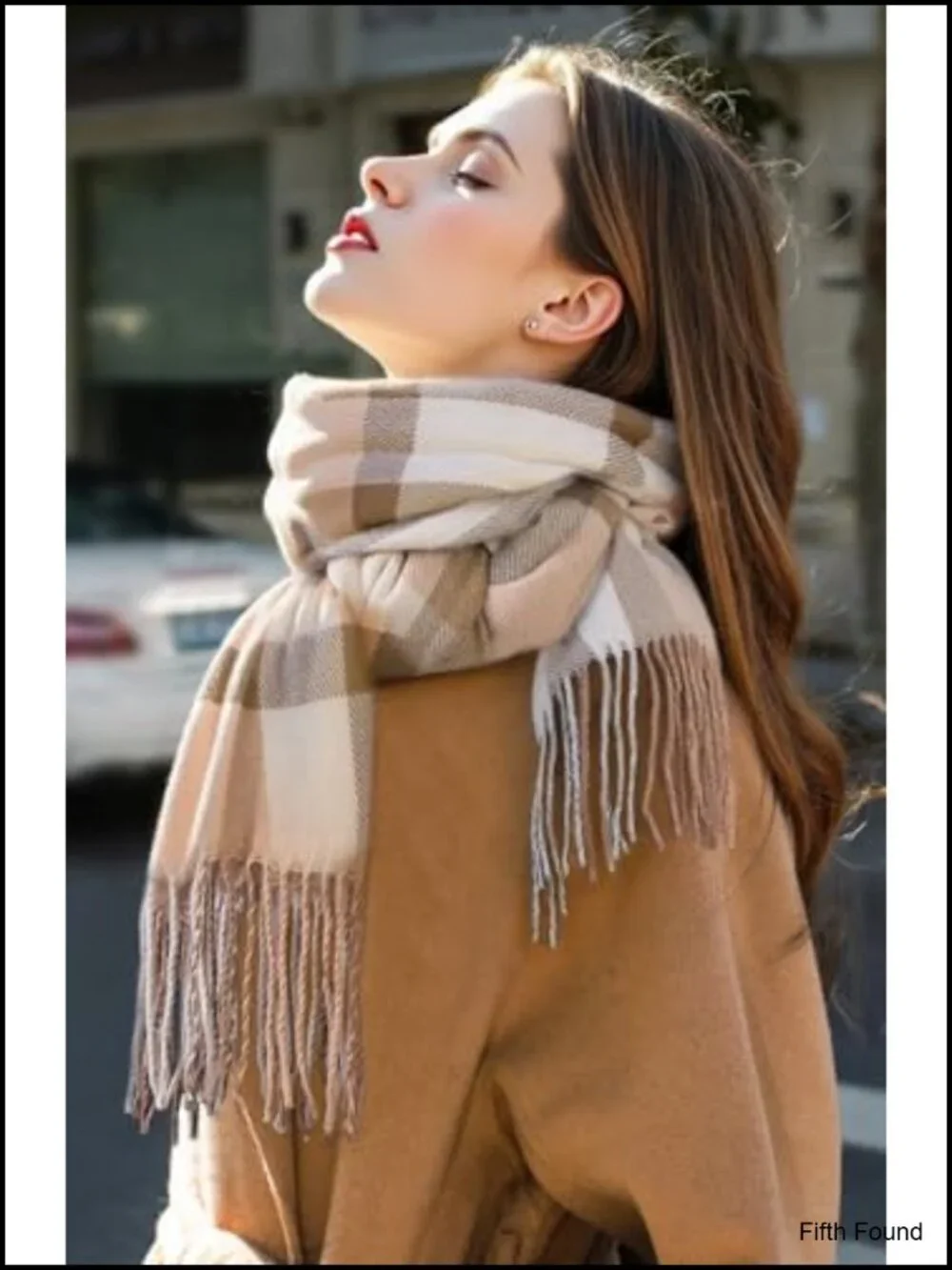 Plaid Shawl Wrap Blanket Scarf Oversized Tassel Acrylic Winter